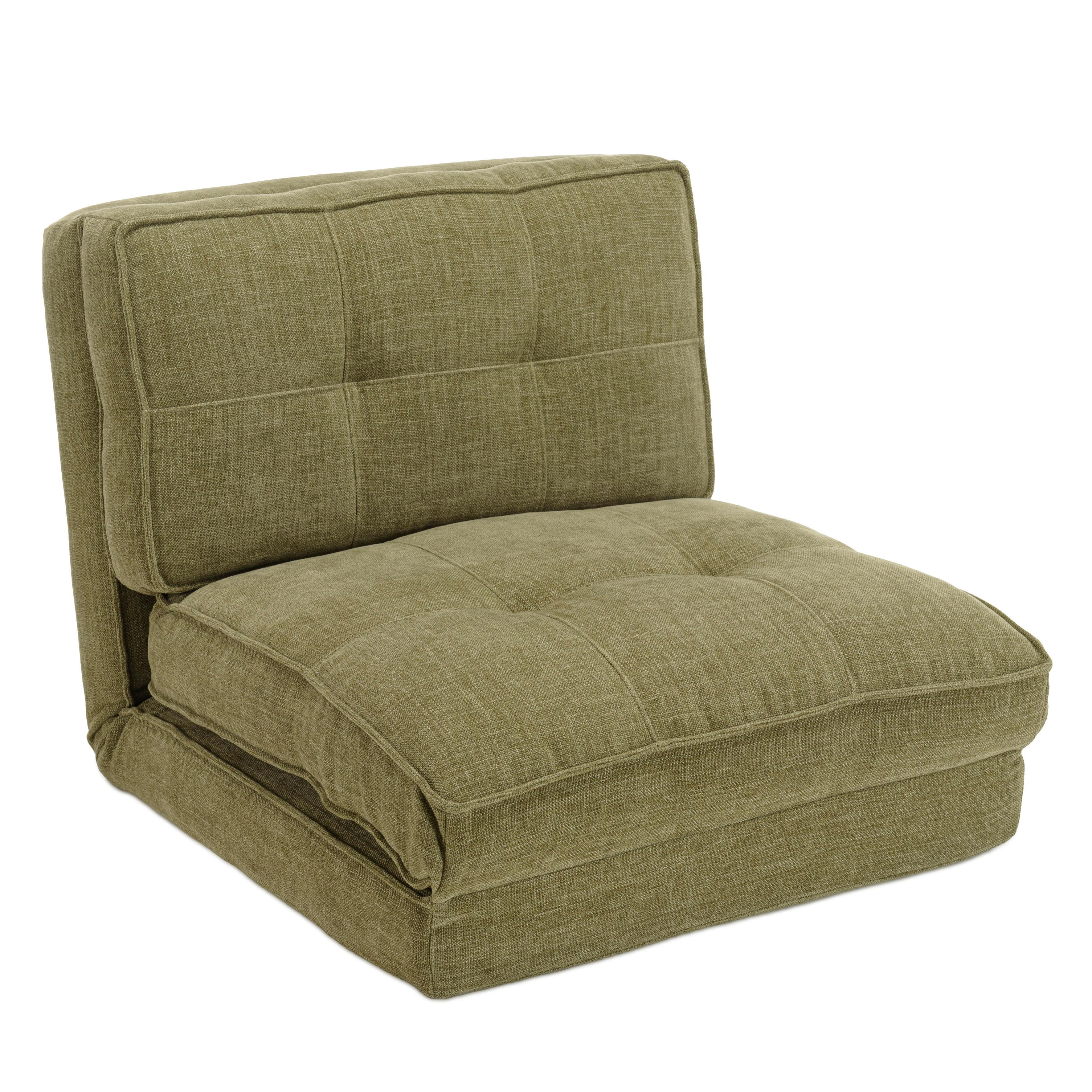 Chauffeuse convertible 1 place en tissu couleur vert ASTORI