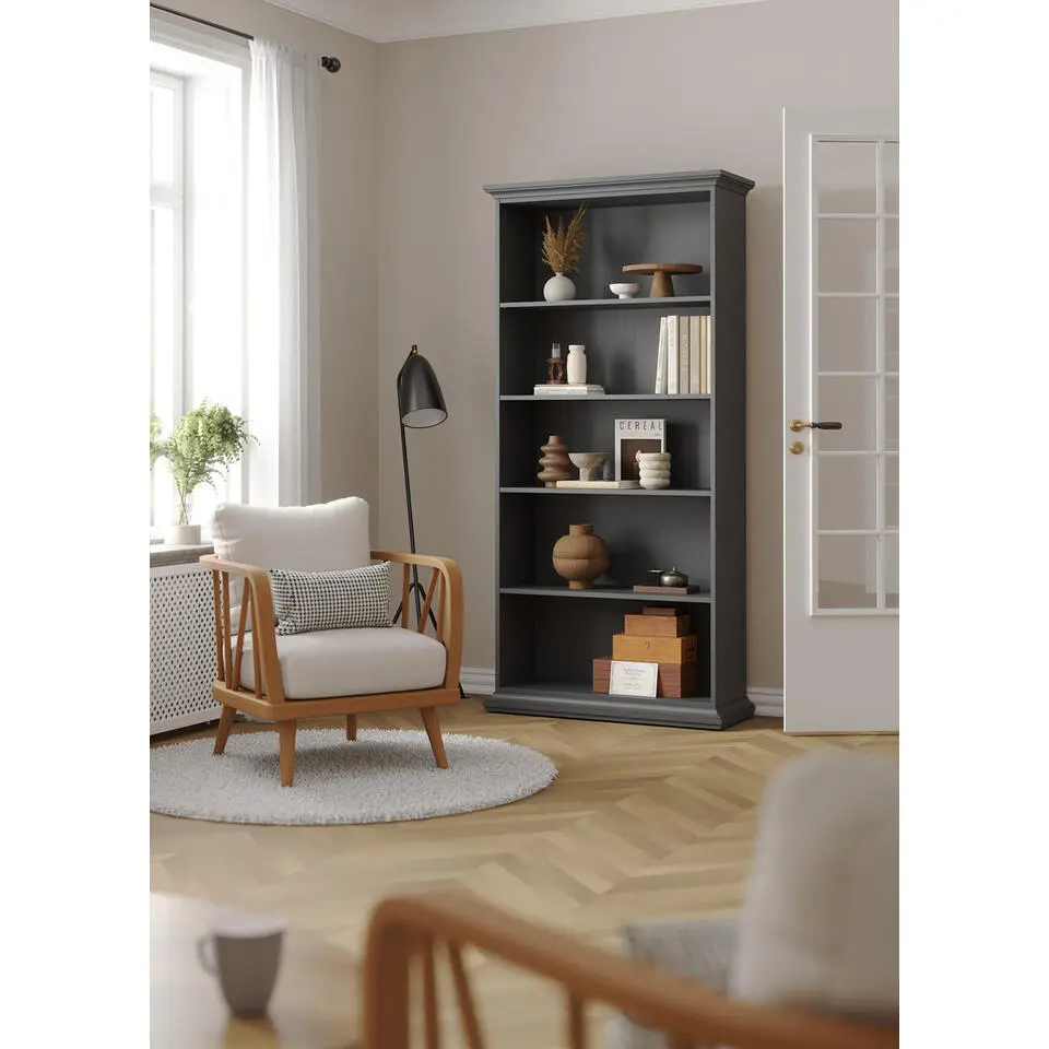 Boekenkast Grijs - 100x200x35cm - Paris