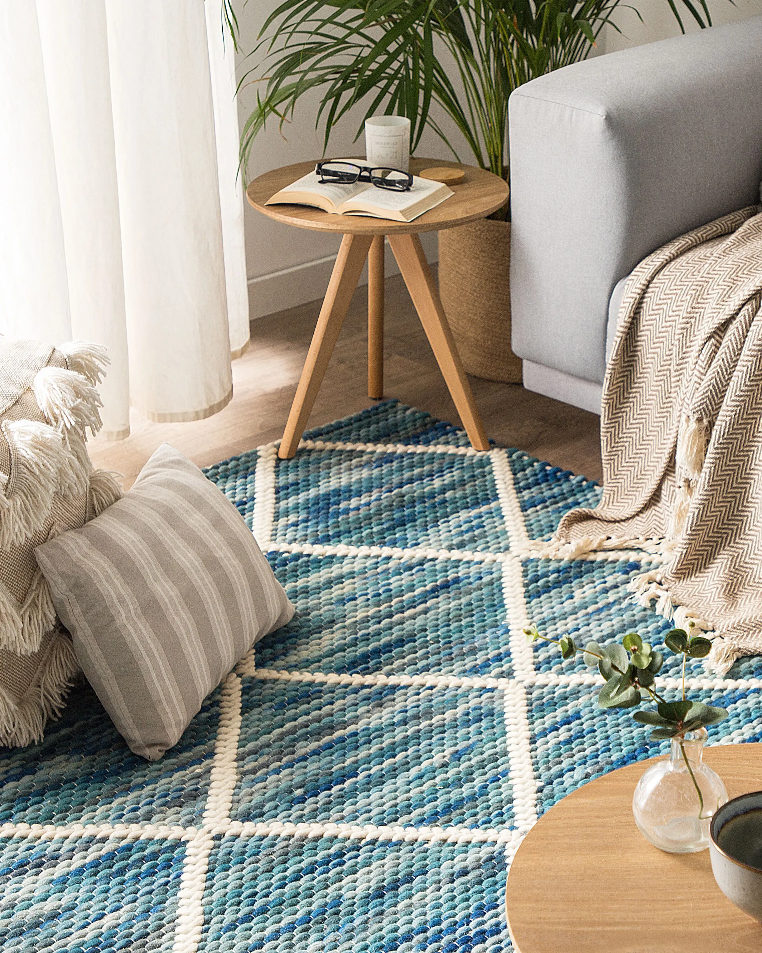 Rug BELENLI Blue 140 x 200 cm Wool
