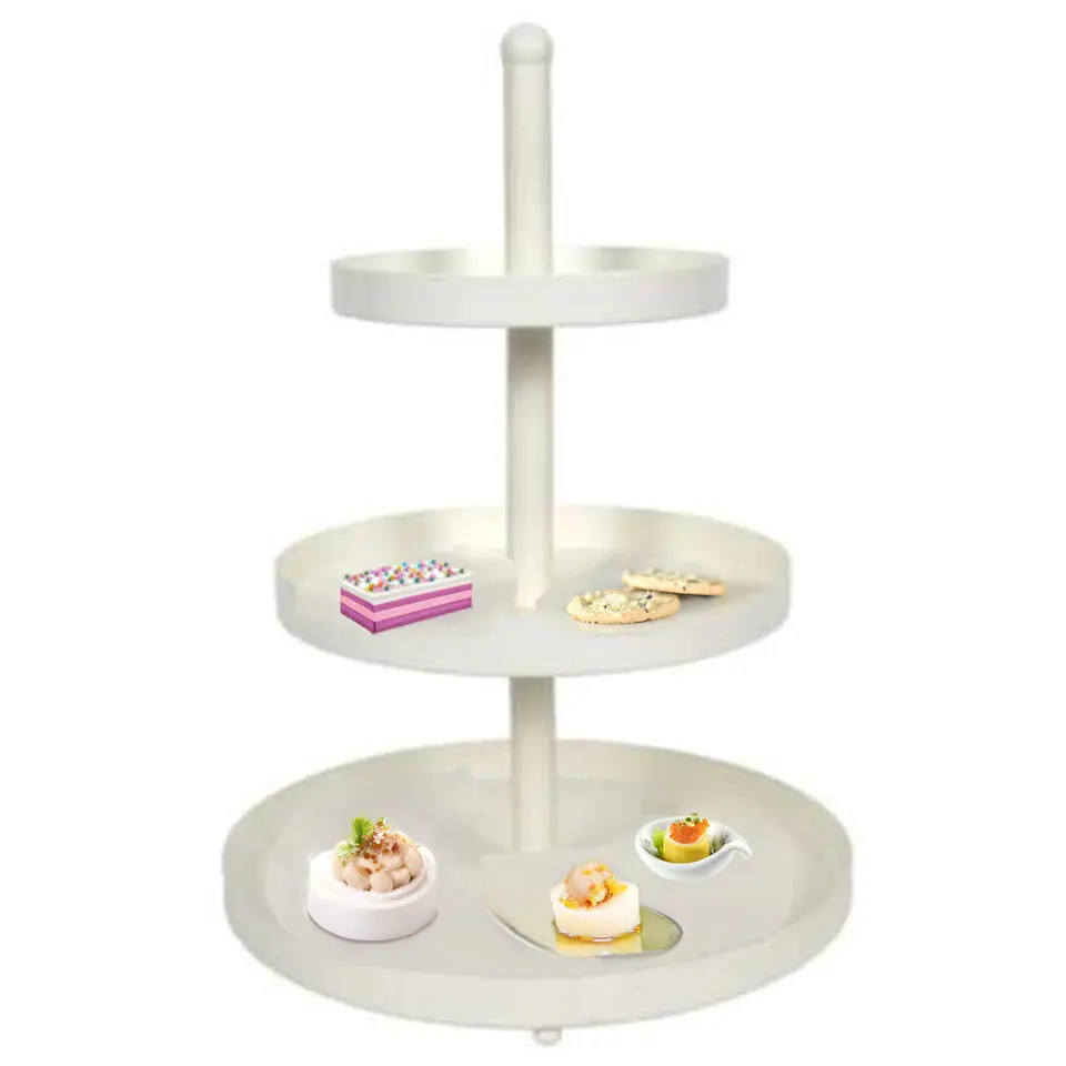 Etagere - wit - metaal - 3-laags - 30 x 55 cm - hapjes/high tea