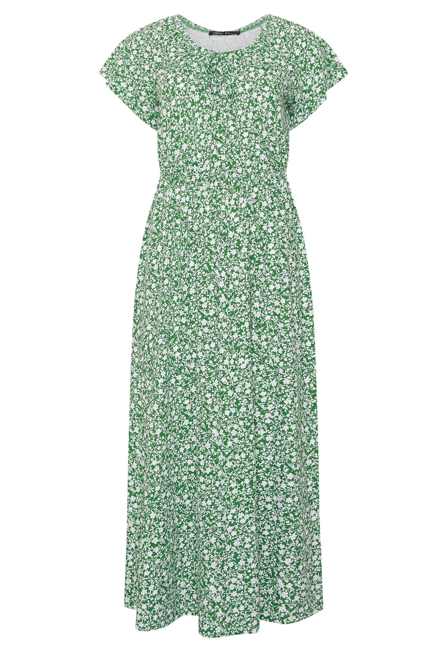 M&Co Petite Floral Tie Neck Cotton Maxi Dress