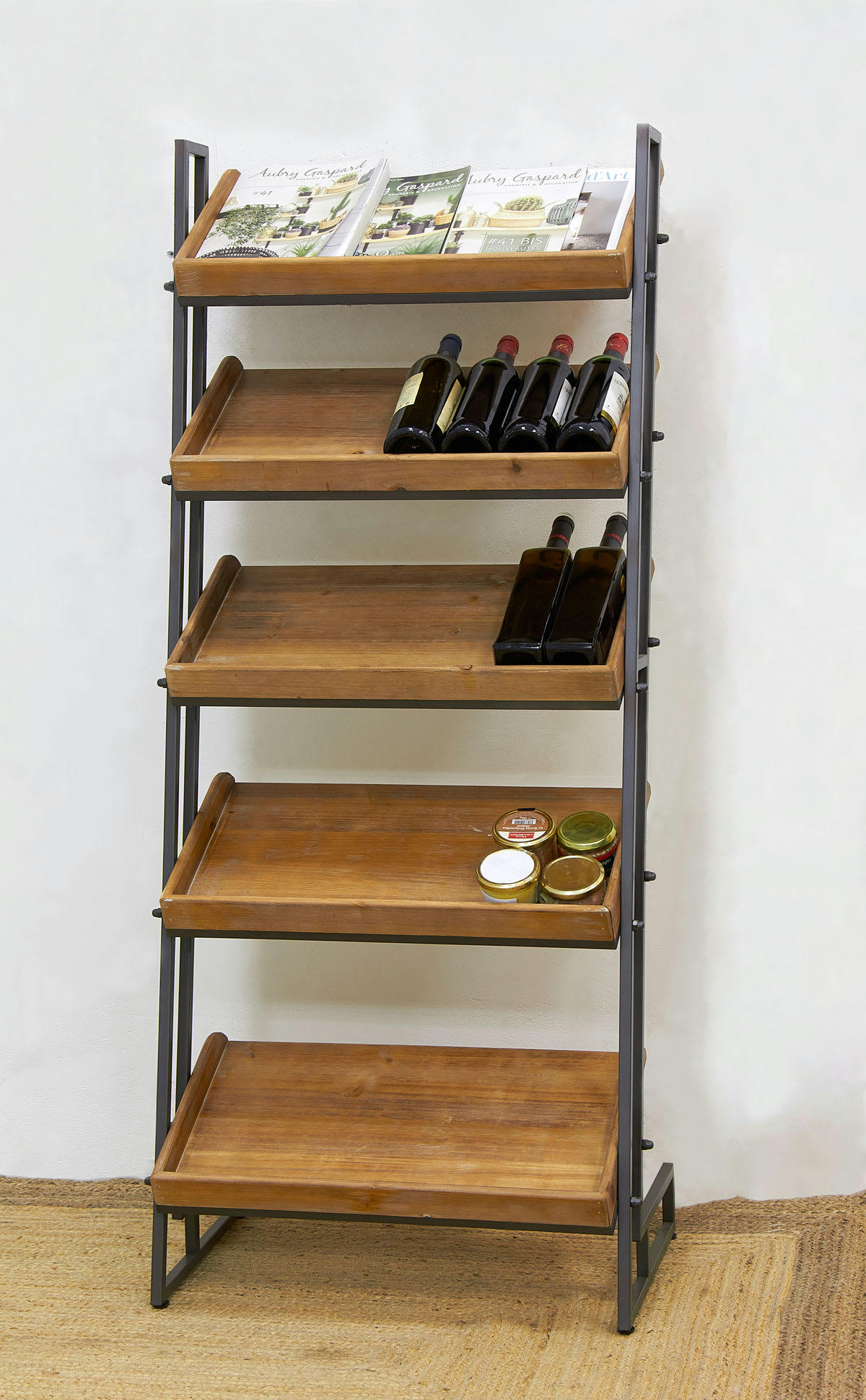 - Meuble à chaussures en pin et métal