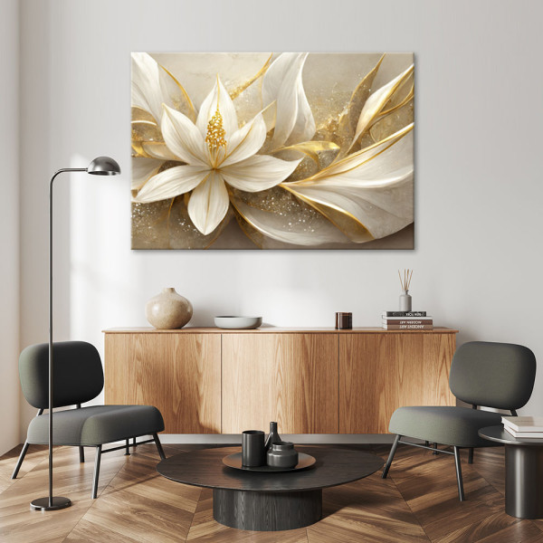 Feeby Obraz, Złote kwiaty glamour 3D 60x40