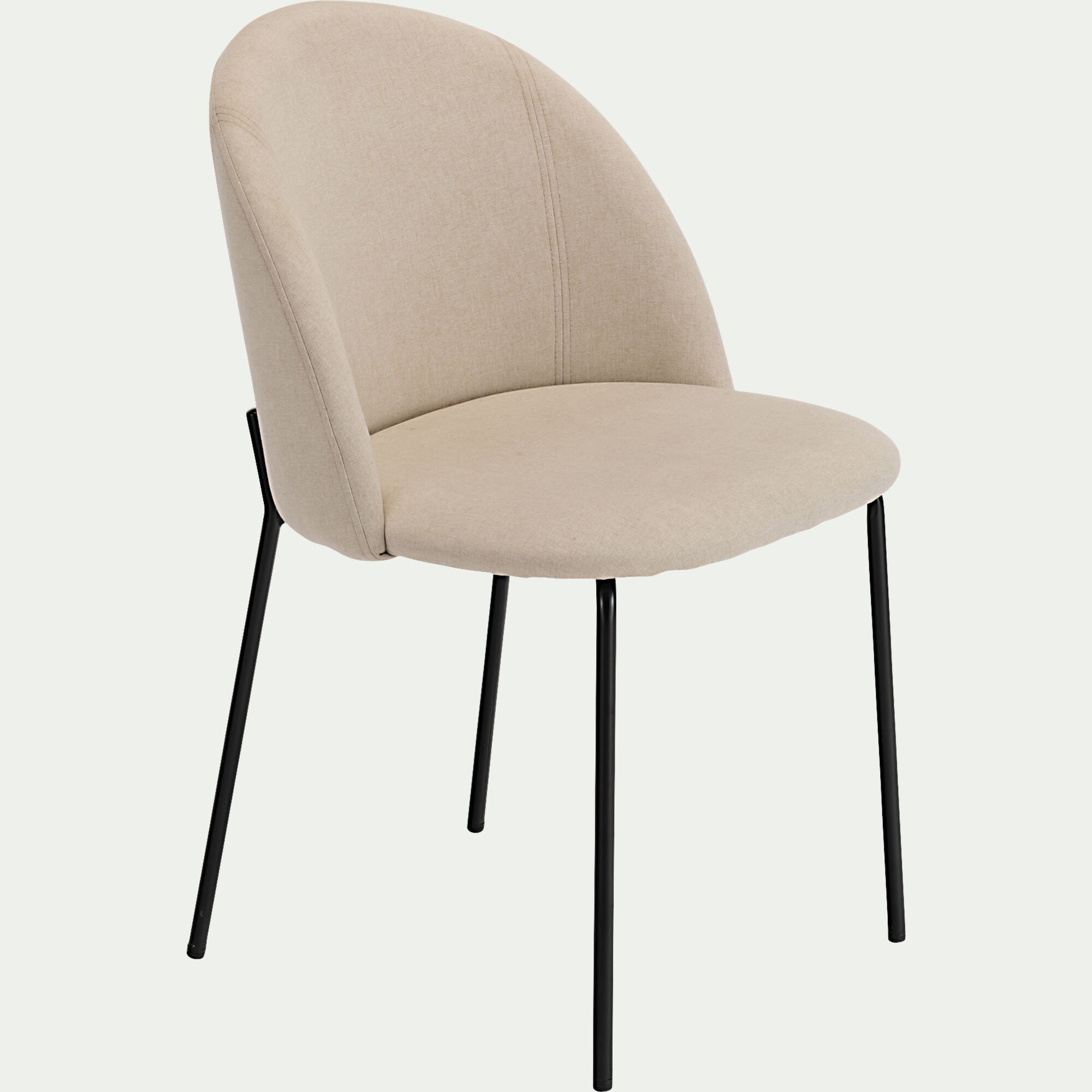 FIONA - Chaise ronde en tissu - beige roucas
