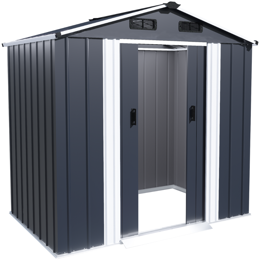 Domek ogrodowy metalowy schowek narzędziowy 199x131x196 cm FUNFIT GARDEN