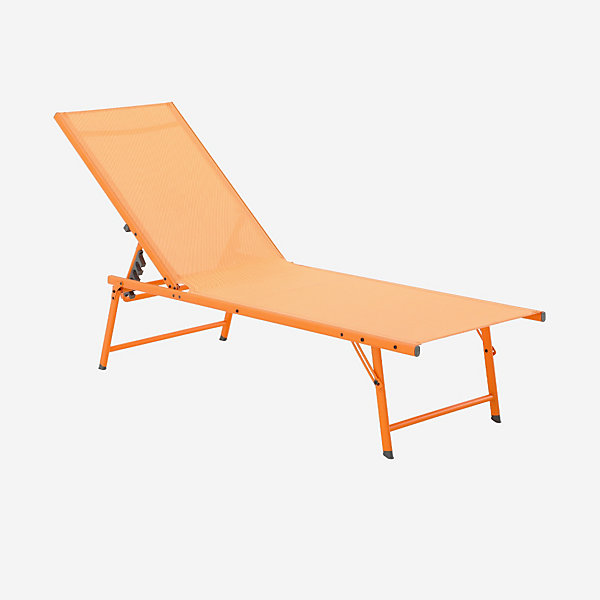 Lot de 2 bains de soleil acier textilène inclinable 4 positions Tropea orange. 165 x 54.5 x 82.5 cm