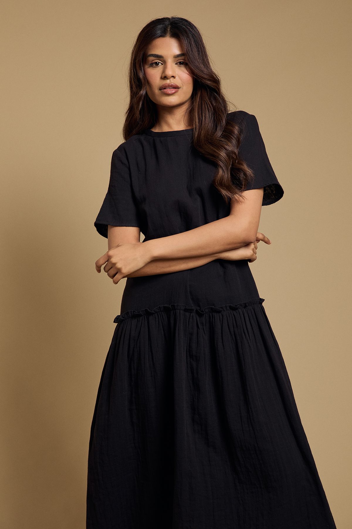 Dorothy Perkins Petite Dropped Waist Tshirt Midi Dress
