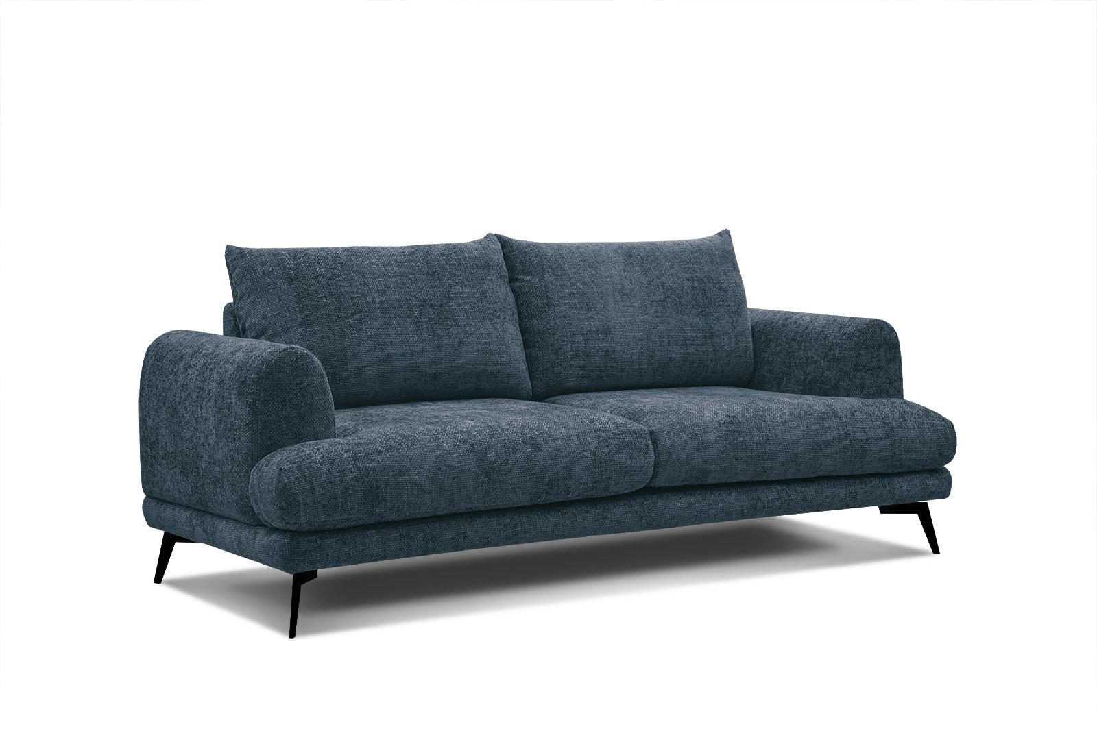 ADRIA - Canapé droit 3 places tissu bleu marine