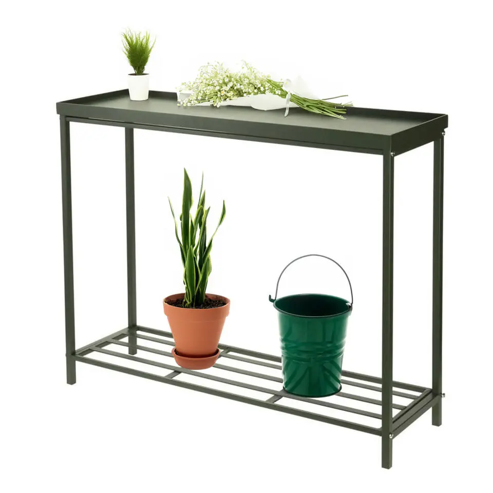 Pro Garden Plantenrek/plantentafel - groen - metaal - 75x23x60cm