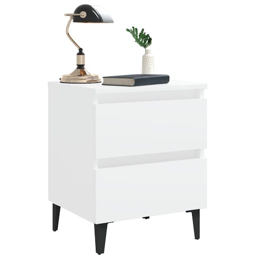 NNEVL Bed Cabinets 2 pcs White 40x35x50 cm Chipboard