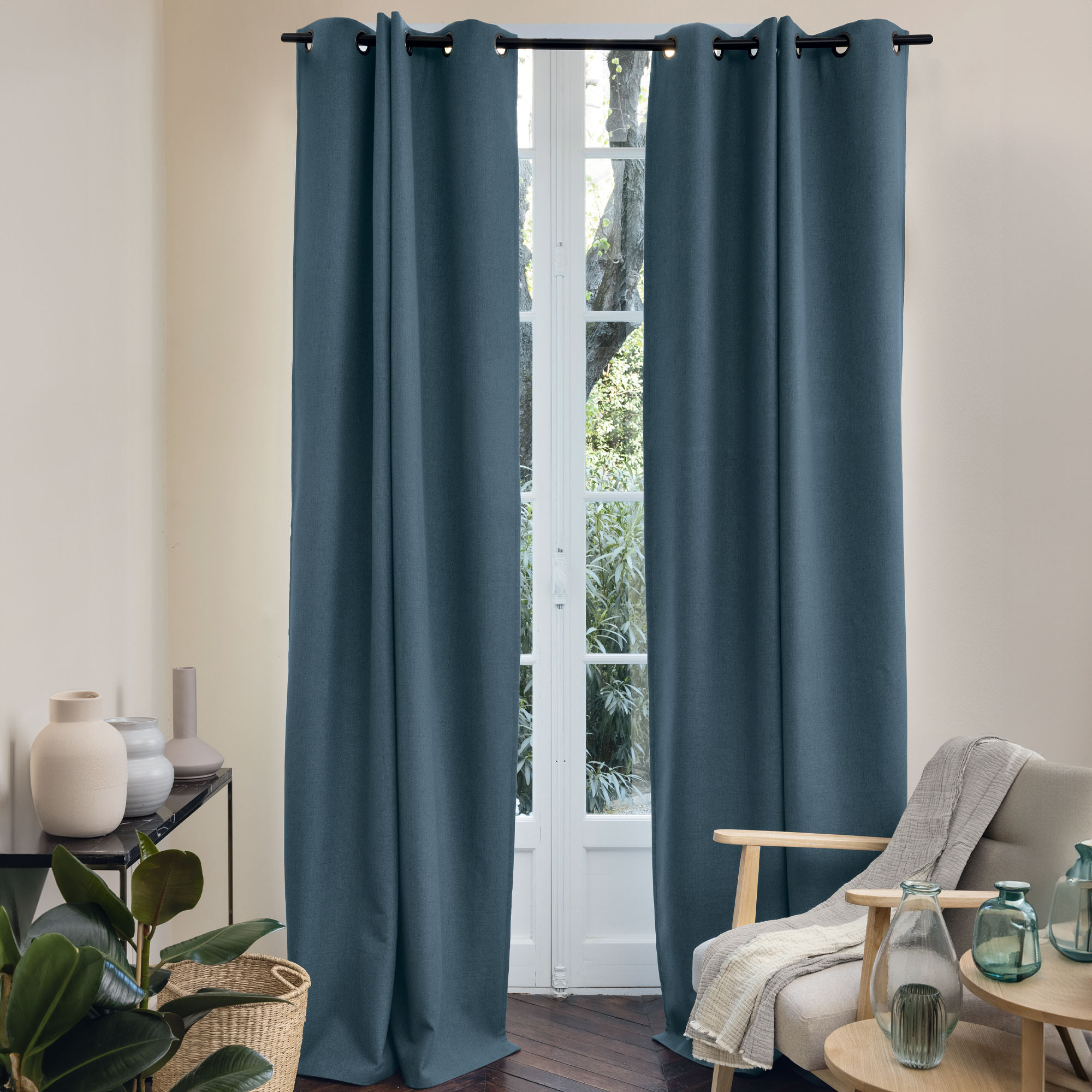 Rideau occultant thermique et phoniqueÉco baie toucher coton