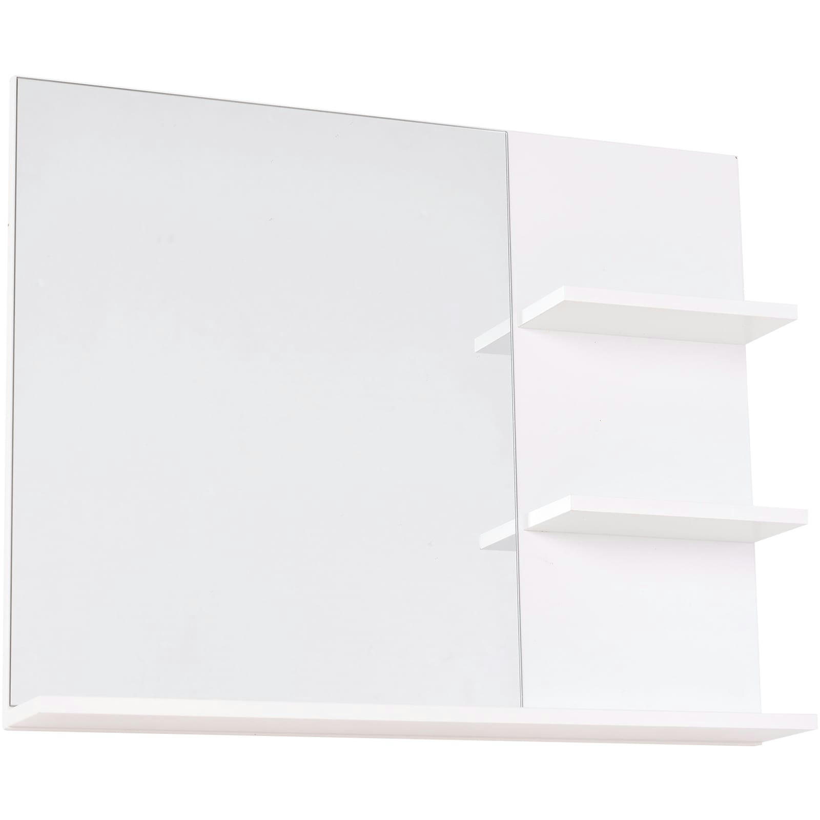 - Miroir de salle de bain avec 3 étagères intégrées blanc