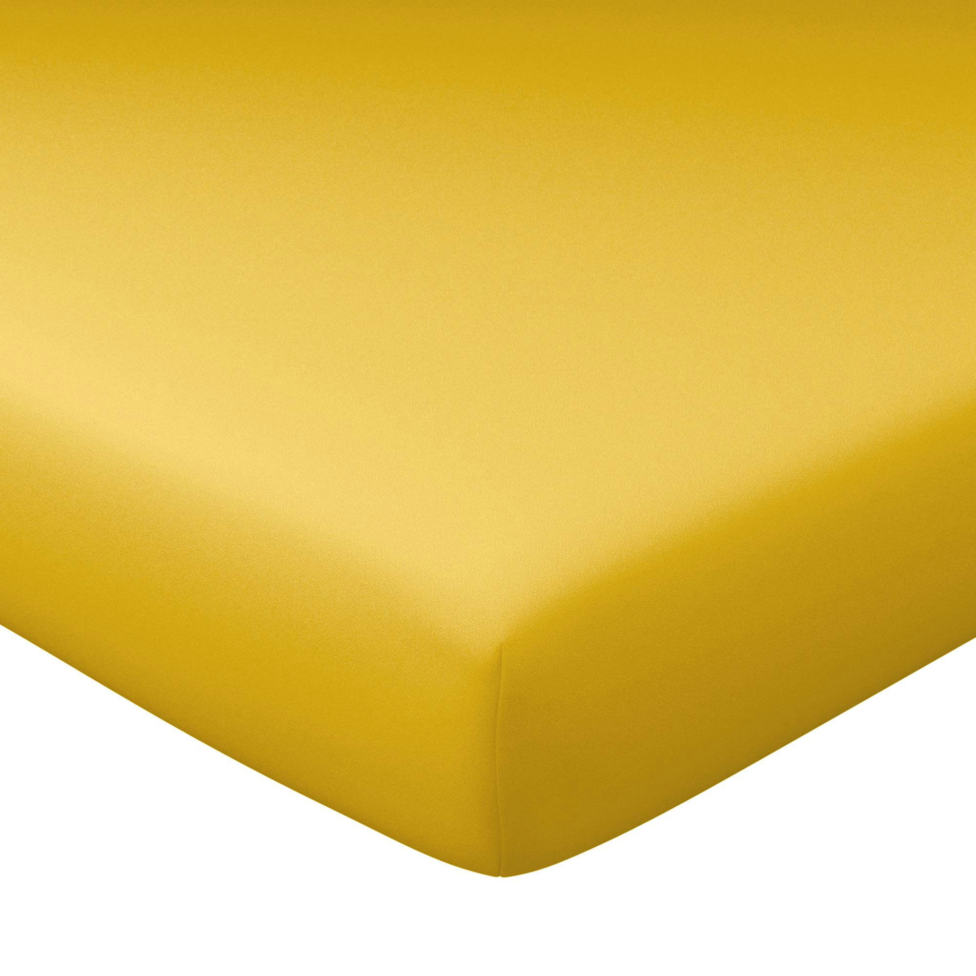 GRANDS BONNETS - Drap-housse grand bonnet 120x190x30 jaune ocre en coton