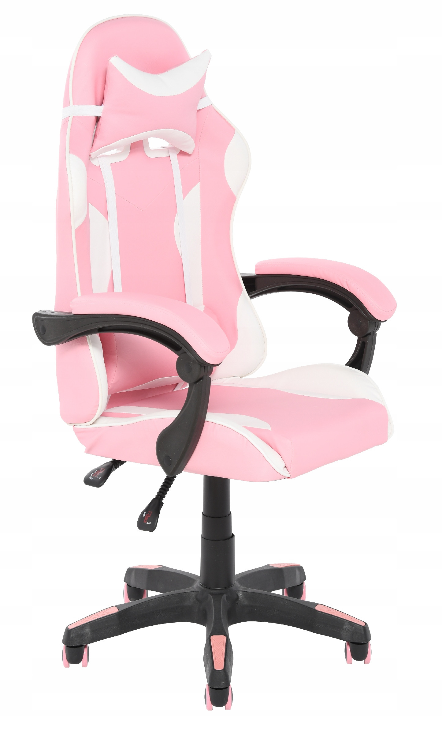 Fotel Biurowy Gamingowy Game In Pink Wym 62x56x116/126cm Pu Różowo Biały