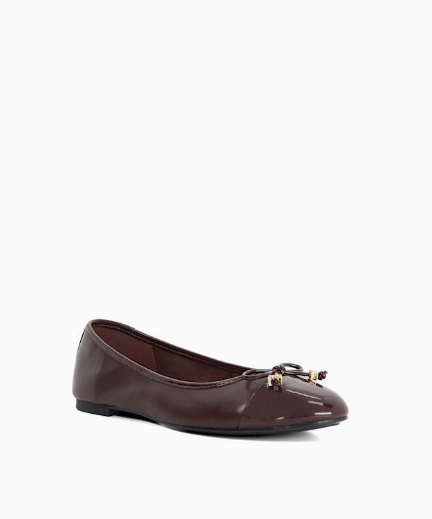 Hallo Burgundy - Wide Fit Charm-Detail Ballet Shoes