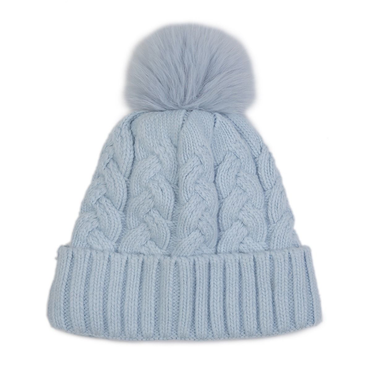 PEACH ACCESSORIES Chunky Knit Pompom Hat