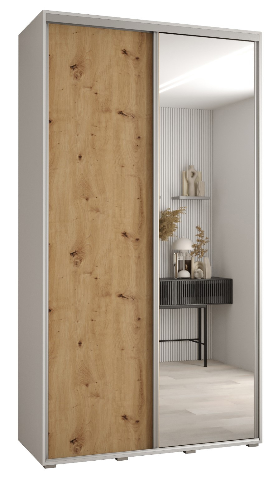 Szafa przesuwna 45 wysoka Davos 3 130 biały artisan srebrny