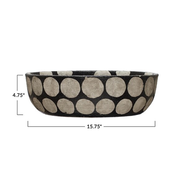 Decorative Terracotta Bowl with Wax Relief Dots - 16.0"L x 16.0"W x 5.0"H