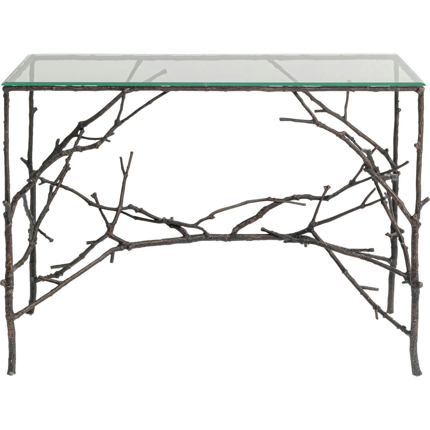 - Console branches en verre et aluminium