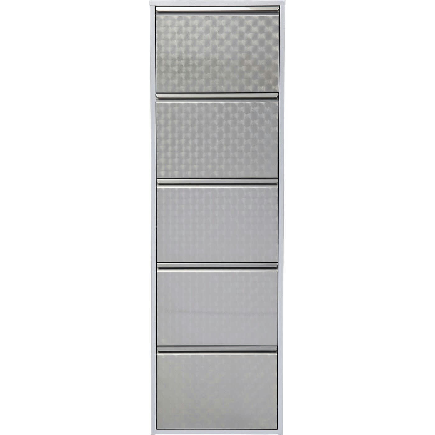 CARUSO - Casier à chaussures 5 tiroirs en acier gris