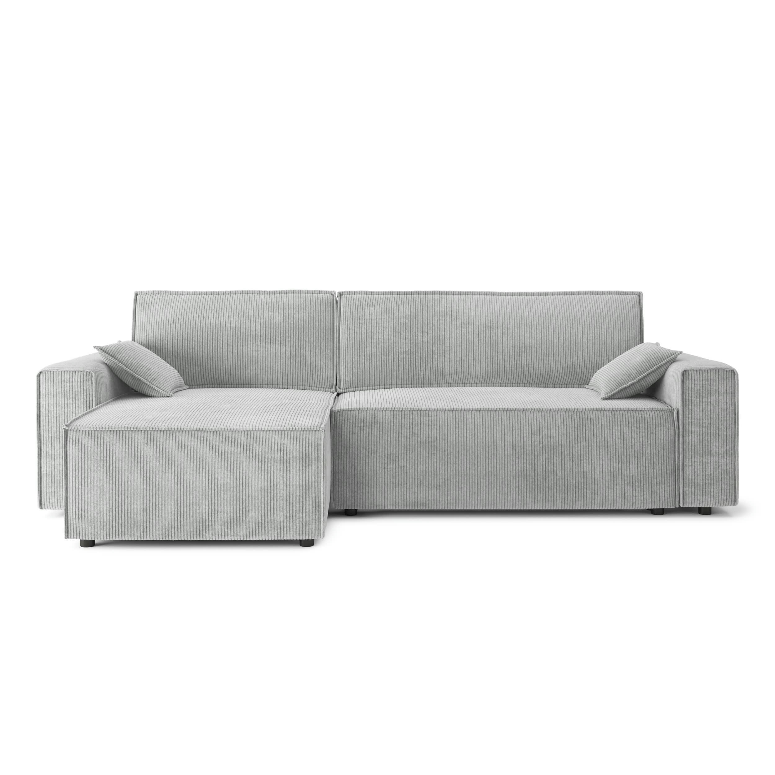 DURIF - Canapé d'angle convertible 4 places en velours côtelé gris clair