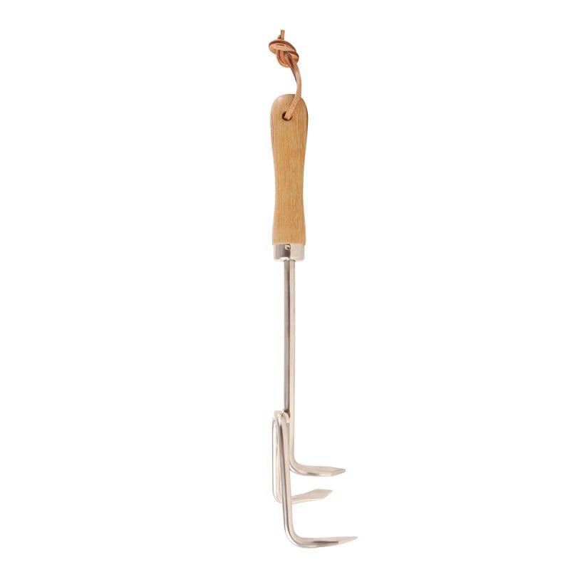 - Râteau 3 dents en bois et acier