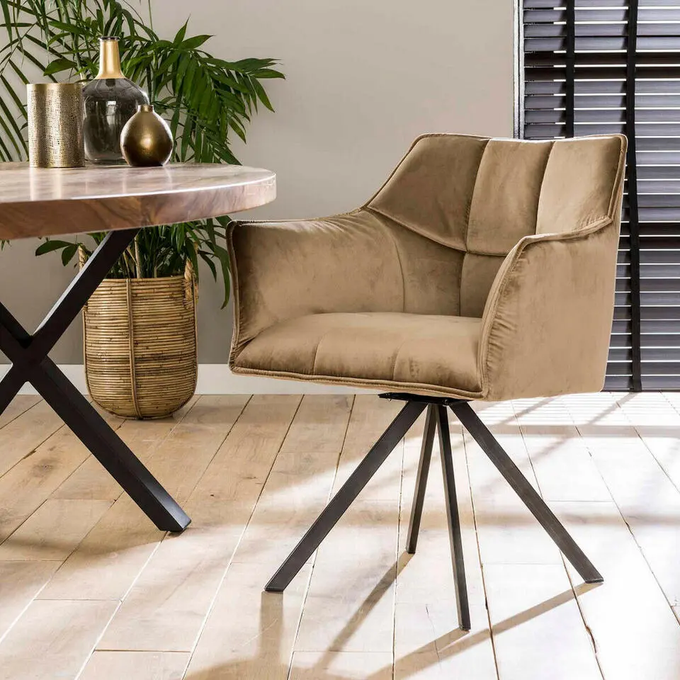 Fraaai - Ramon eetkamerstoel velvet draaibaar champagne