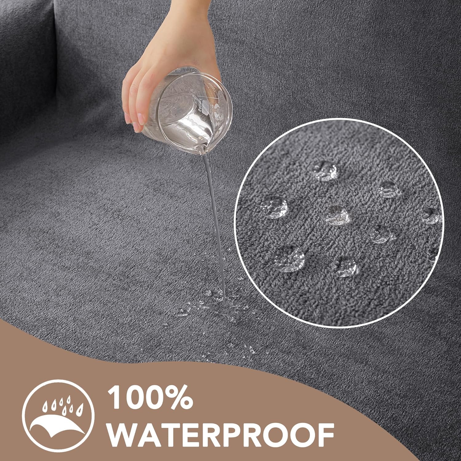 Waterproof Couch Covers for 4 Cushion, Non Slip Cat-Scratch Resistant Sofa Couch Covers for Dogs, L Shape Sectional Protectors Slipcovers, Large Furniture Covers for Pets, 91 x 150, Grey