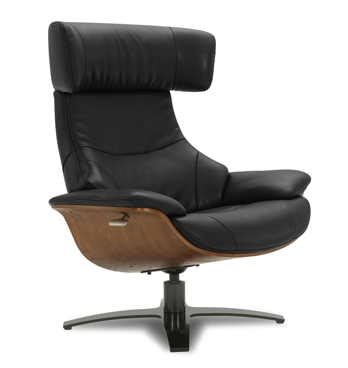 NAOS - Fauteuil en cuir et chêne Naturel - Cuir Noir