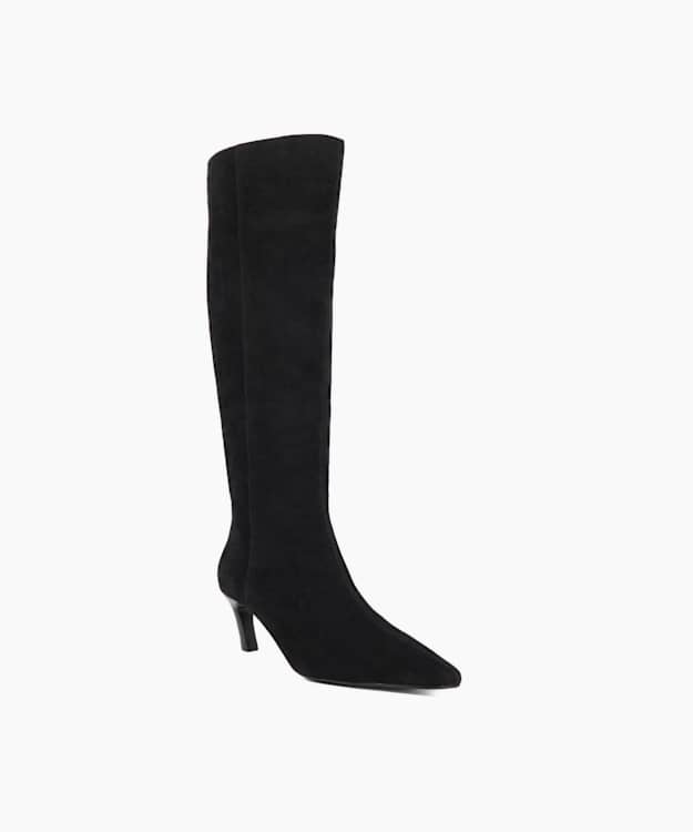 Siana Black - Suede Knee High Boots