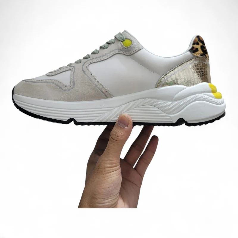 Running Sole sneakers in suede with glitter and leopard print