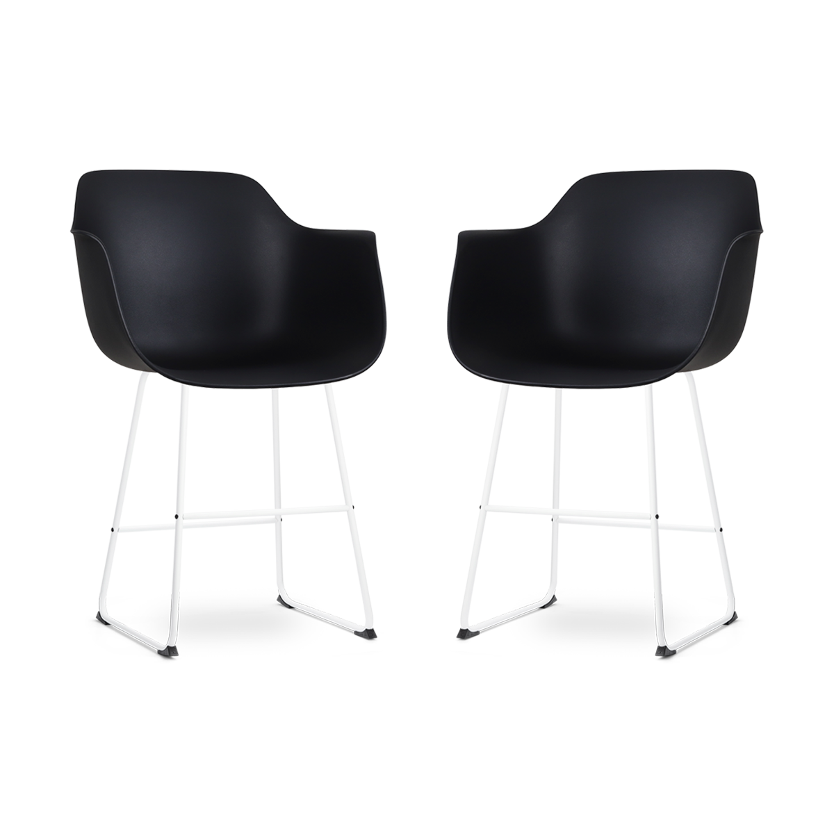 Nolon Nino-Puk barkruk zwart - wit onderstel - 65 cm - set van 2