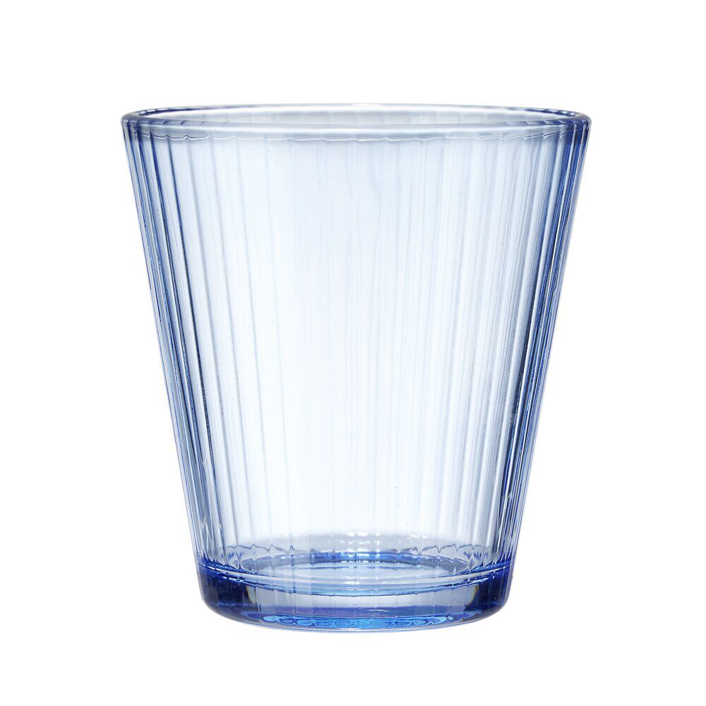 Verre en verre design nervuré bleu Ø9xH9,5cm