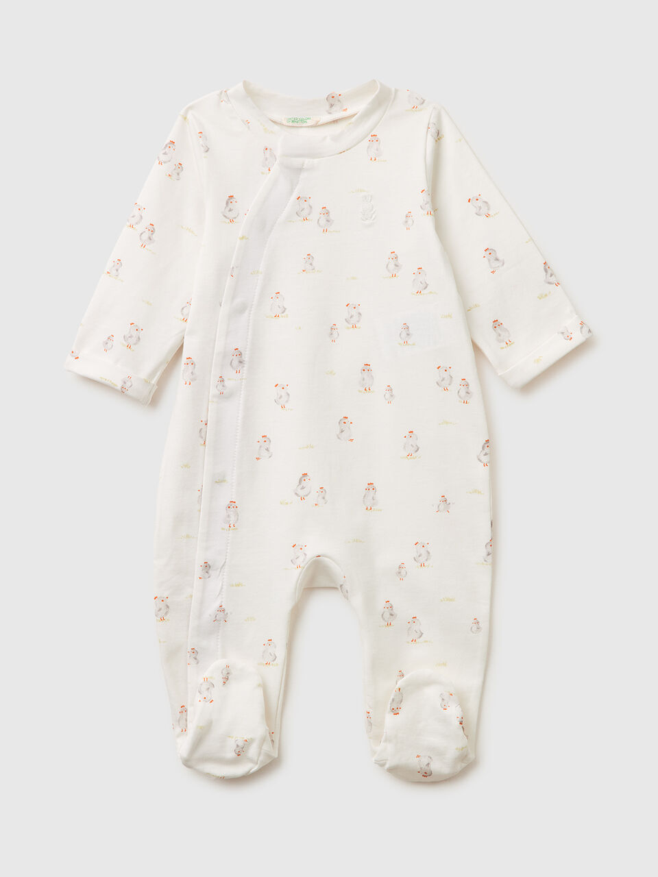 Patterned onesie in stretch organic cotton