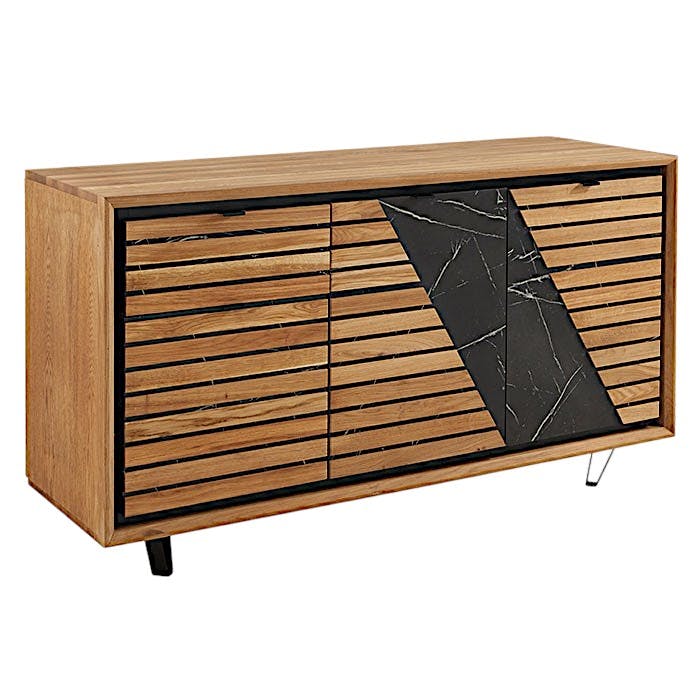 Buffet design en bois de chêne finition miel, 3 portes ESSEN