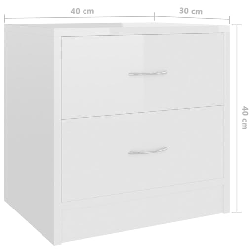 NNEVL Bedside Cabinet High Gloss White 40x30x40 cm Chipboard