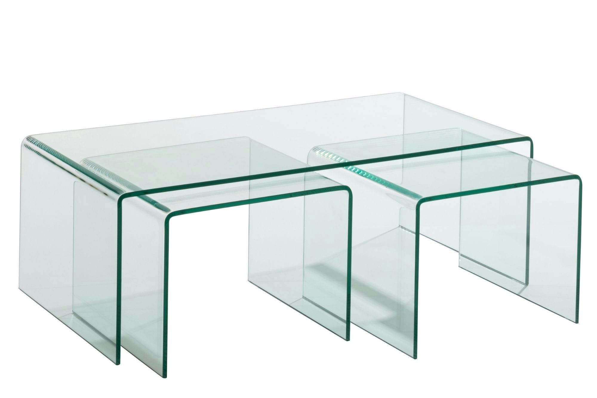GALLE - Tables basses gigognes en verre L120 (lot de 3)