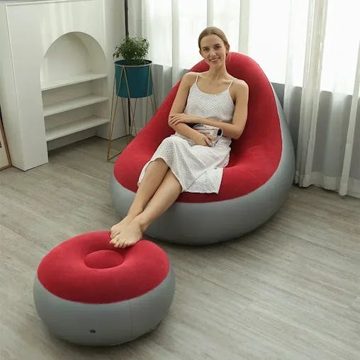 NNEOBA Inflatable Foldable Recliner Sofa with Ottoman