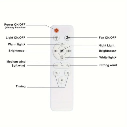 NNETM 1pc Dimmable Socket Fan Ceiling with Remote Control - Traditional Style, White