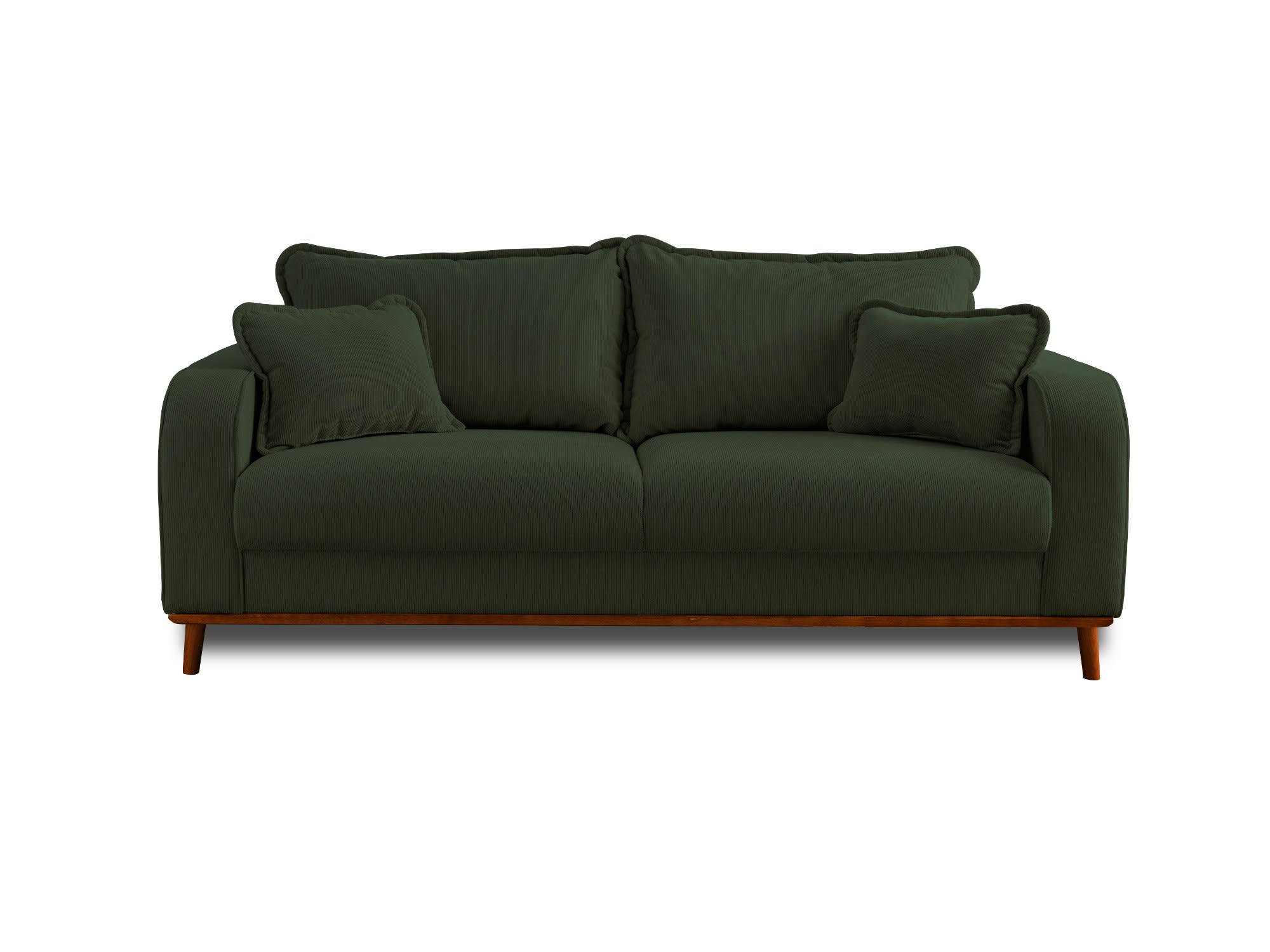 BILLIE - Canapé droit 3 places en velours côtelé vert