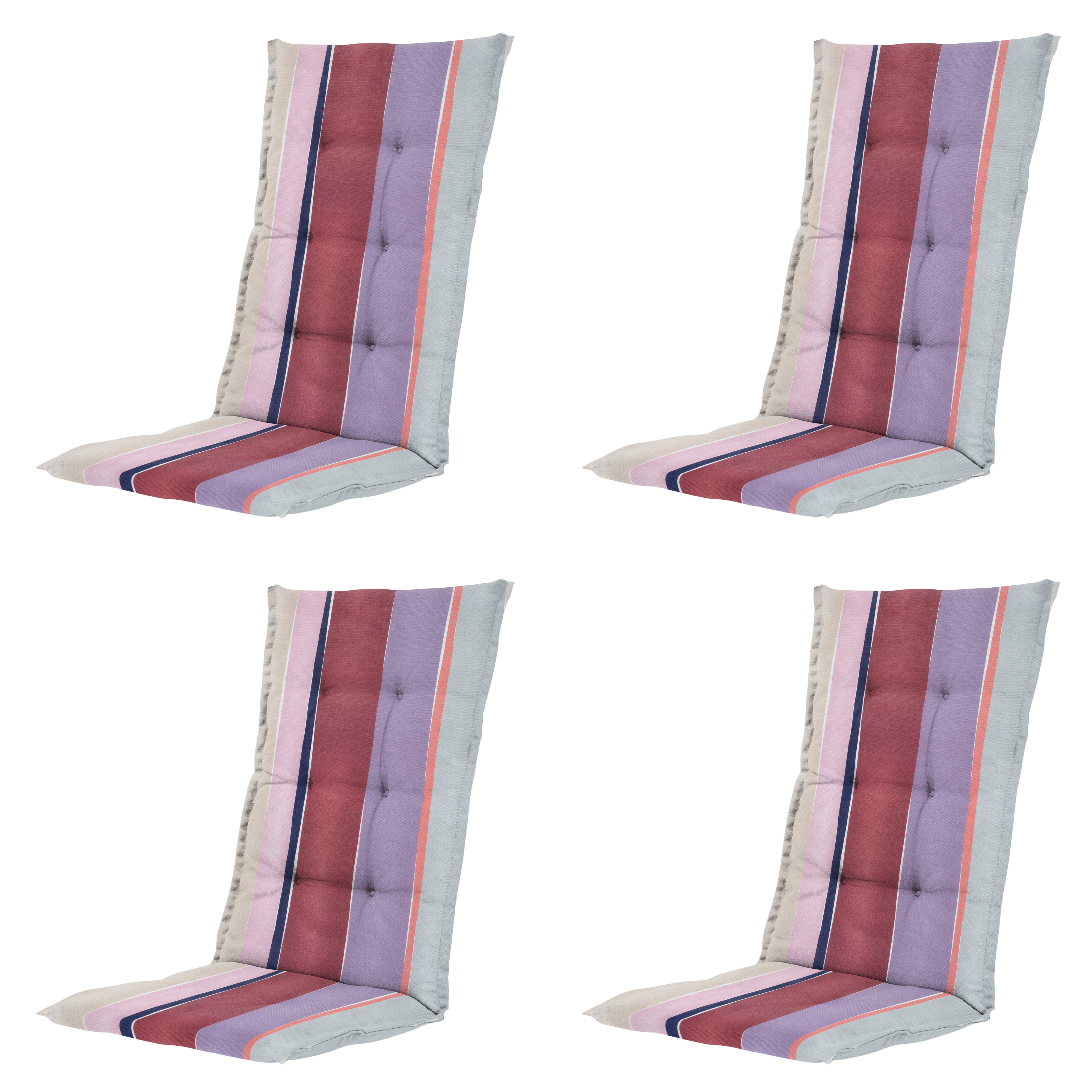 Madison tuinstoelkussen hoge rug Nox - mulitkleur - 123x50x5cm - set van 4