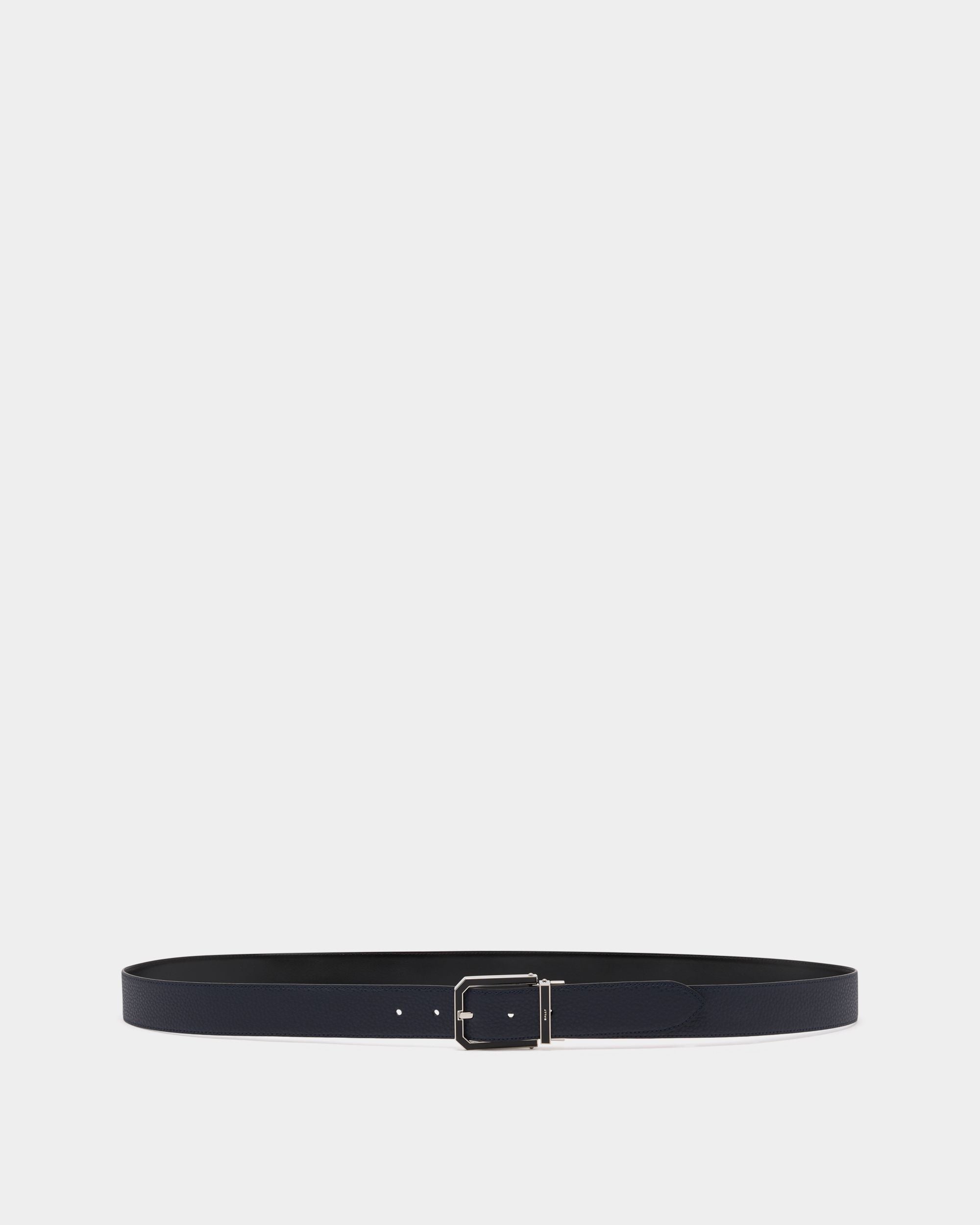 Verstellbarer 35 mm Breiter Beryl Wendegürtel Aus Leder In Navy Blue Und Schwarz
