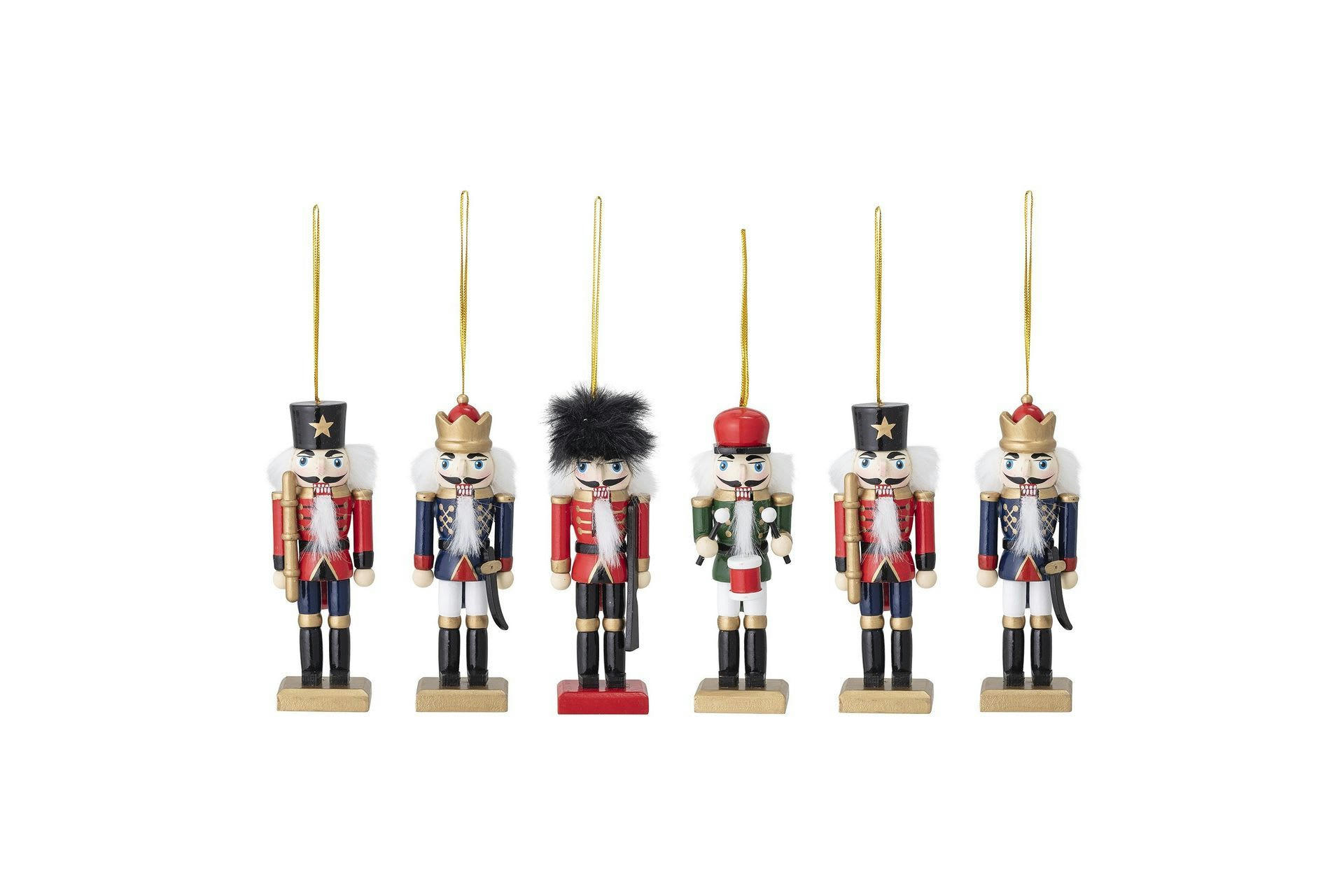 NIKITA - Lot de 6 ornements en bois de sapin coloré