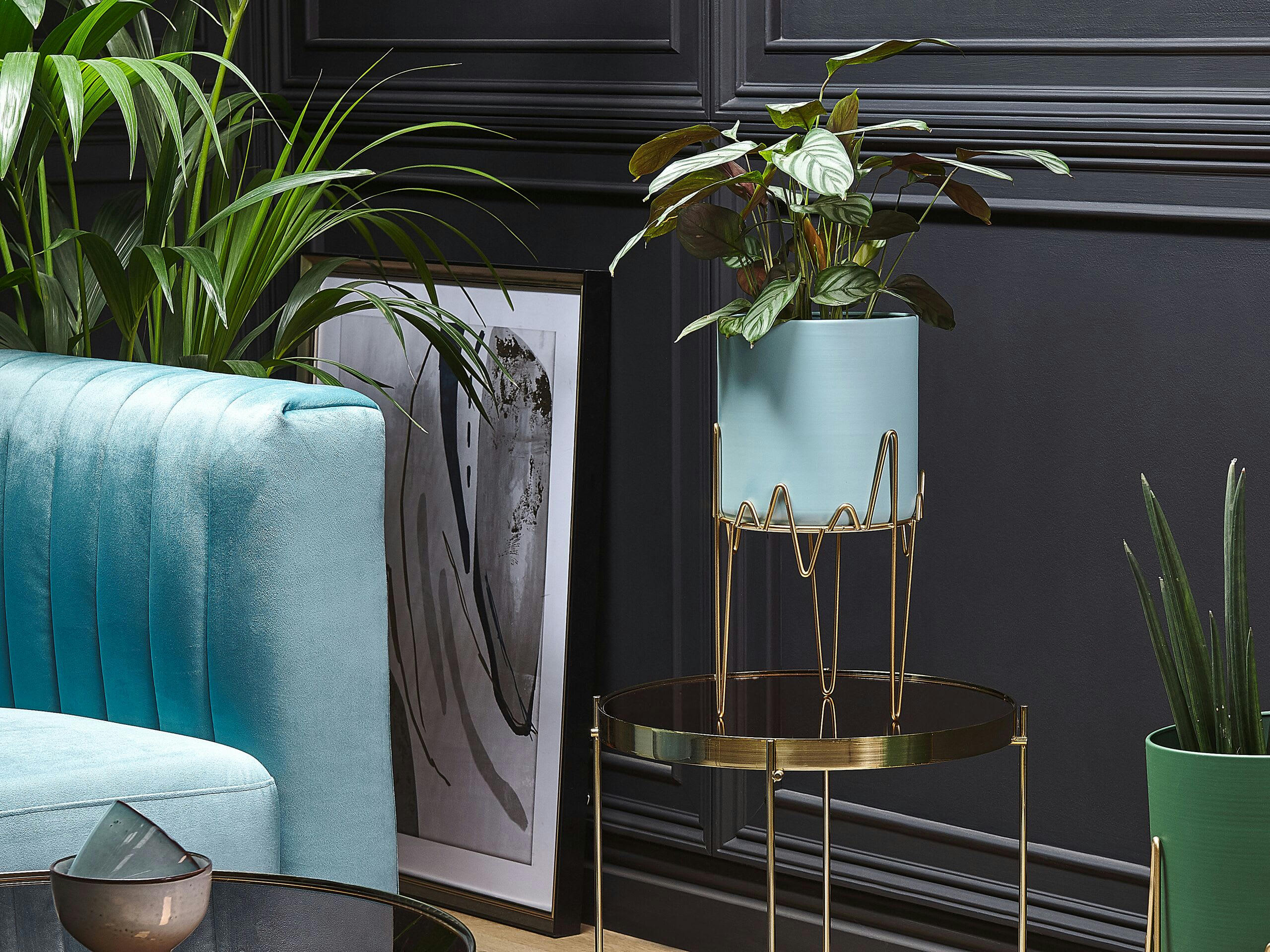 KALANDRA - Cache-pot d'extérieur en métal bleu H39