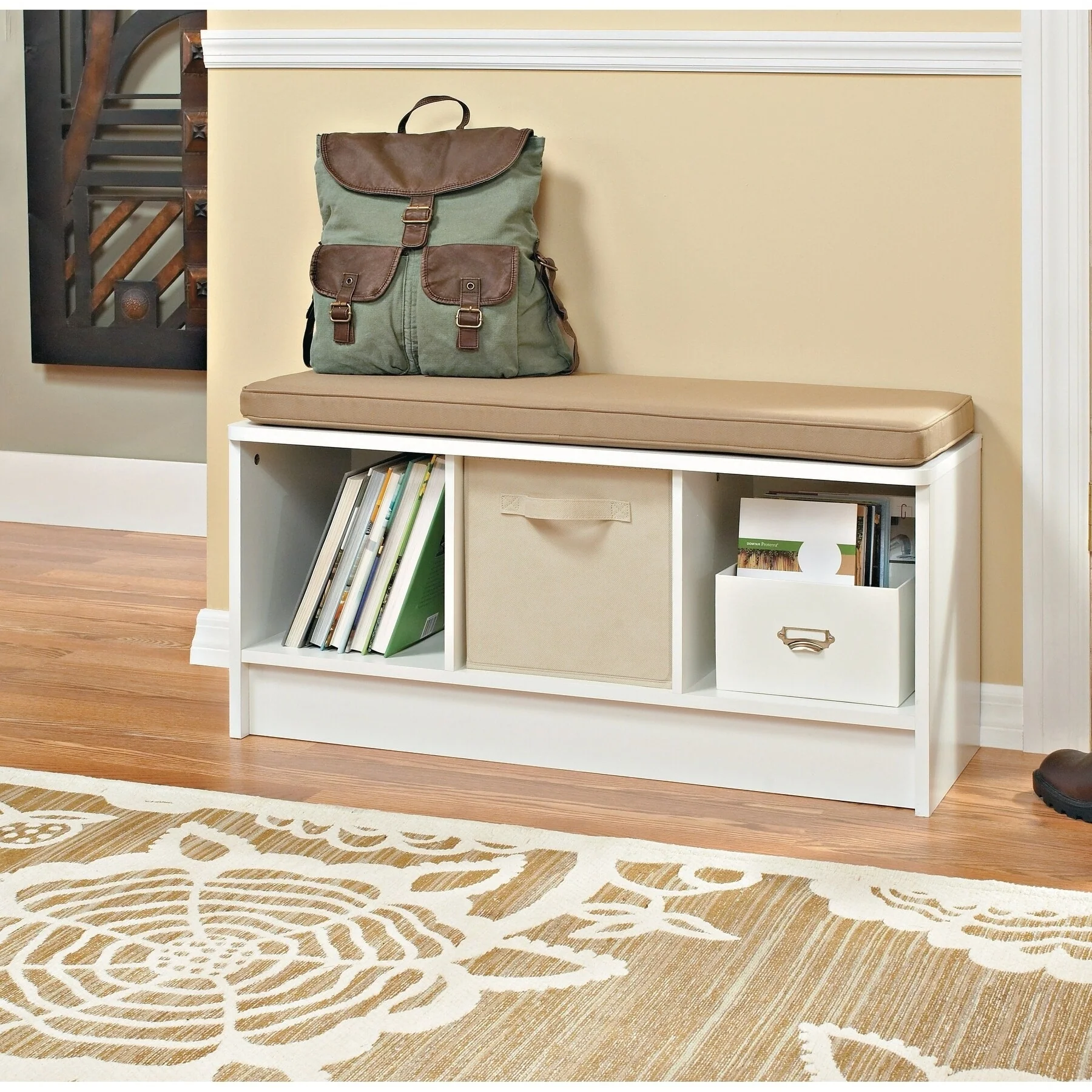 Porch & Den Southbrook 3-cube Storage Bench with Tan Cushion