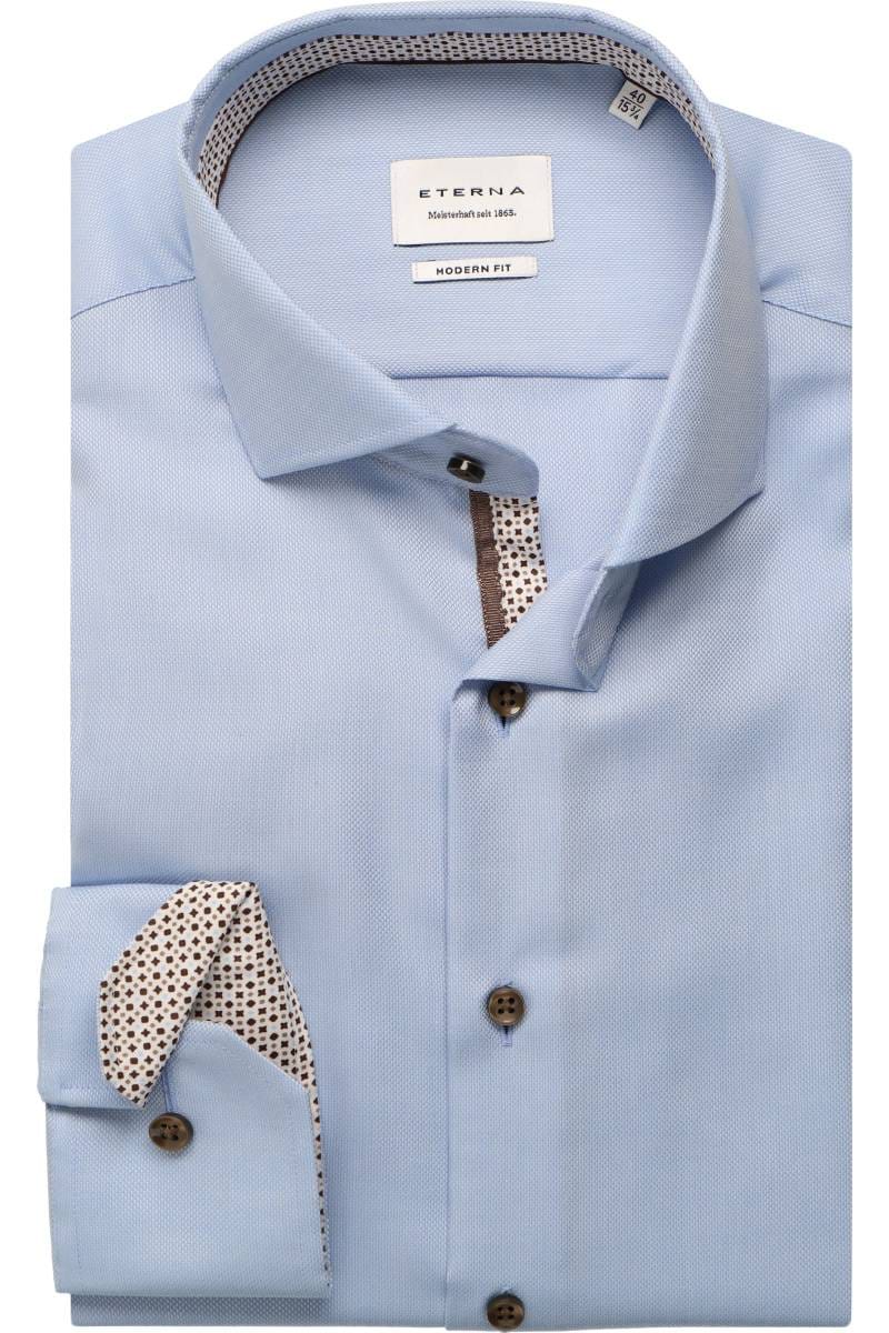 ETERNA Modern Fit Hemd mittelblau, Strukturiert