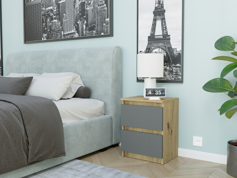 Szafka nocna 40cm 2 szuflady komoda stolik FRAMIRE R-2 artisan mix antracyt