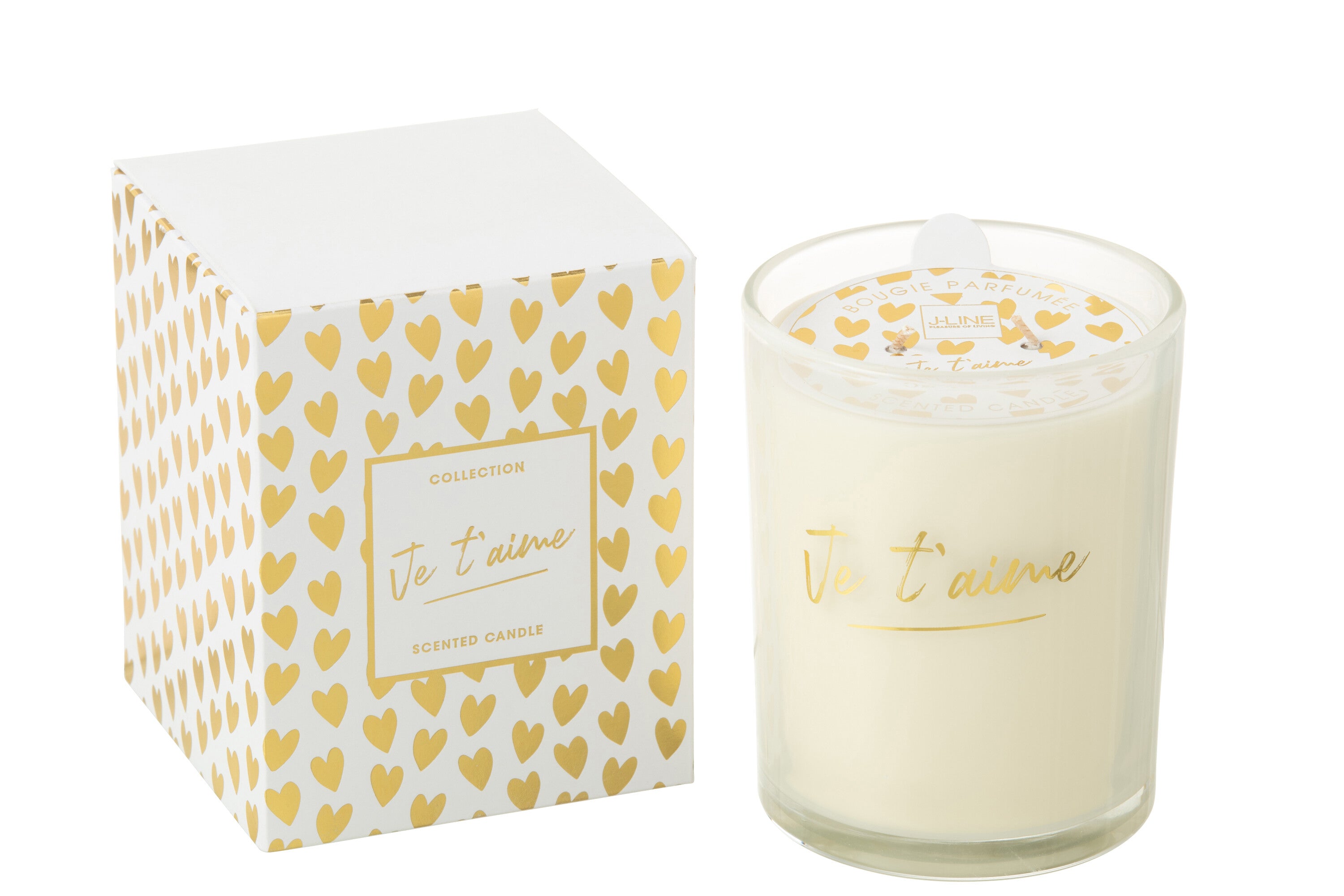 J-Line geurkaars Je T'aime - Ginger & Ylang - glas - goud - large - 70U
