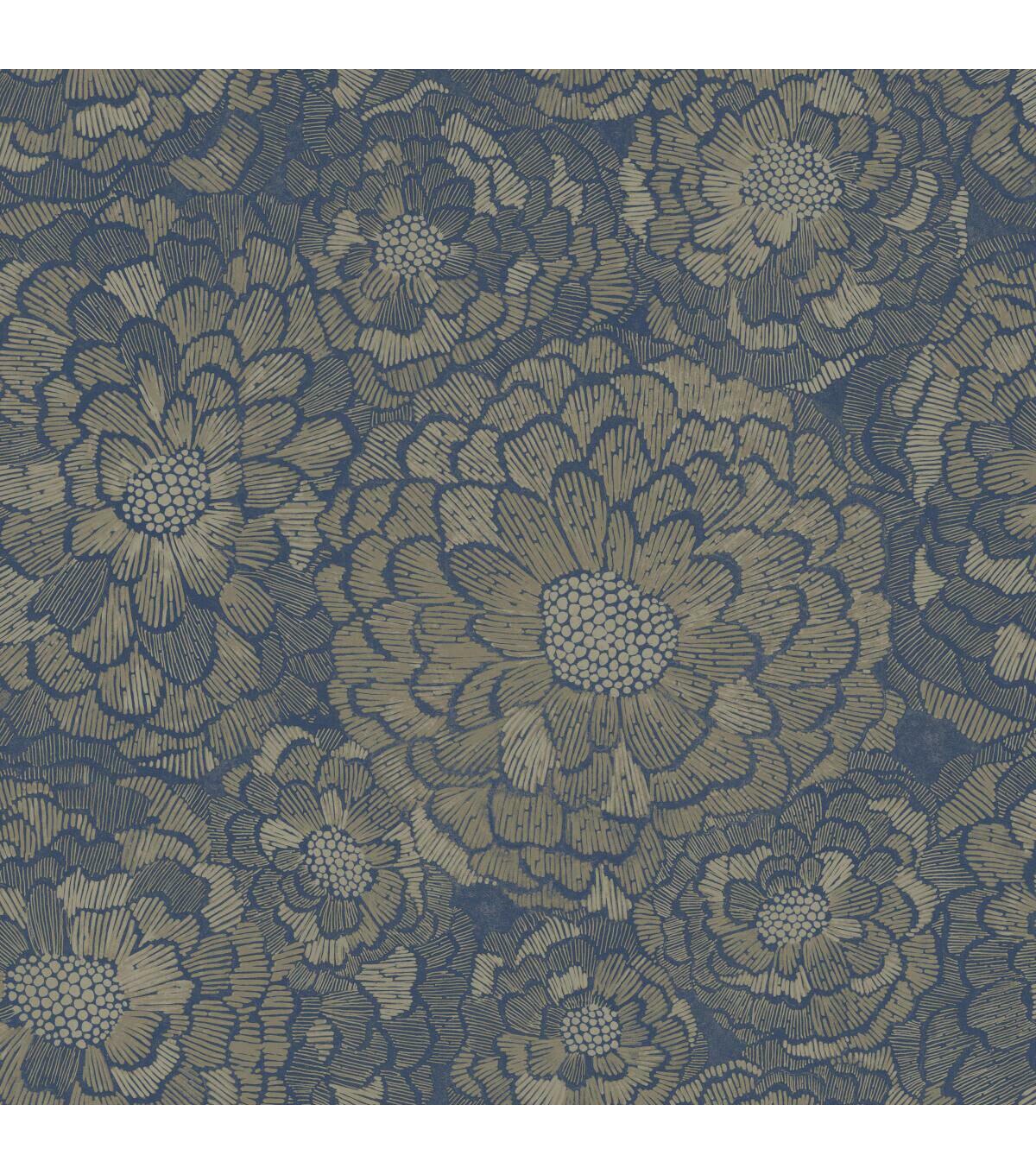 RoomMates 20.5 x 16.5' Blue Zen Dahlia Peel & Stick Wallpaper