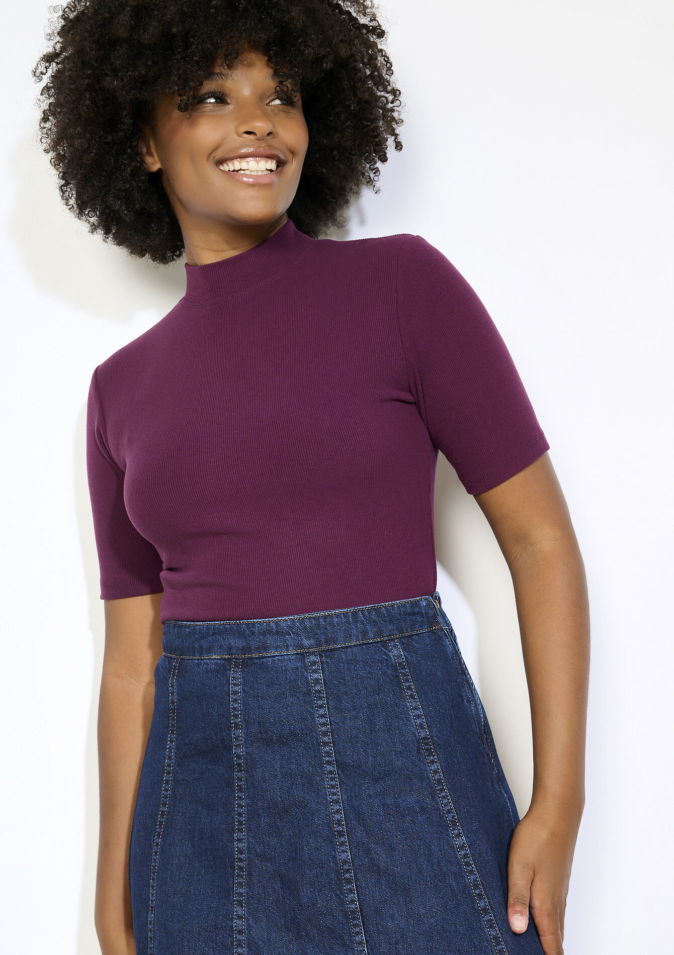 Geribbeld T-shirt met korte mouwen